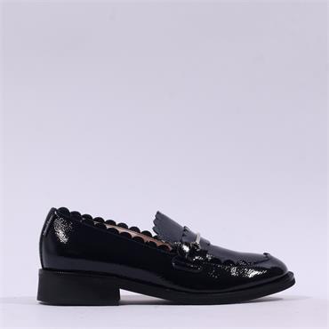 Marco Moreo Maura Frill Slip On Loafer - Navy Patent